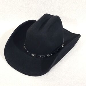 Cody James Cowboy Hat Men Medium Black Wool Felt Western Tooled Band Star Concho